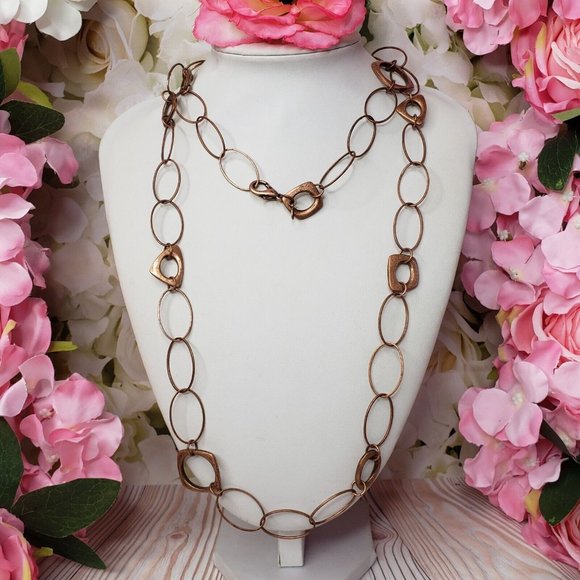 PREMIER DESIGNS Long Copper Tone Chain Link Statement Necklace - Picture 4 of 12